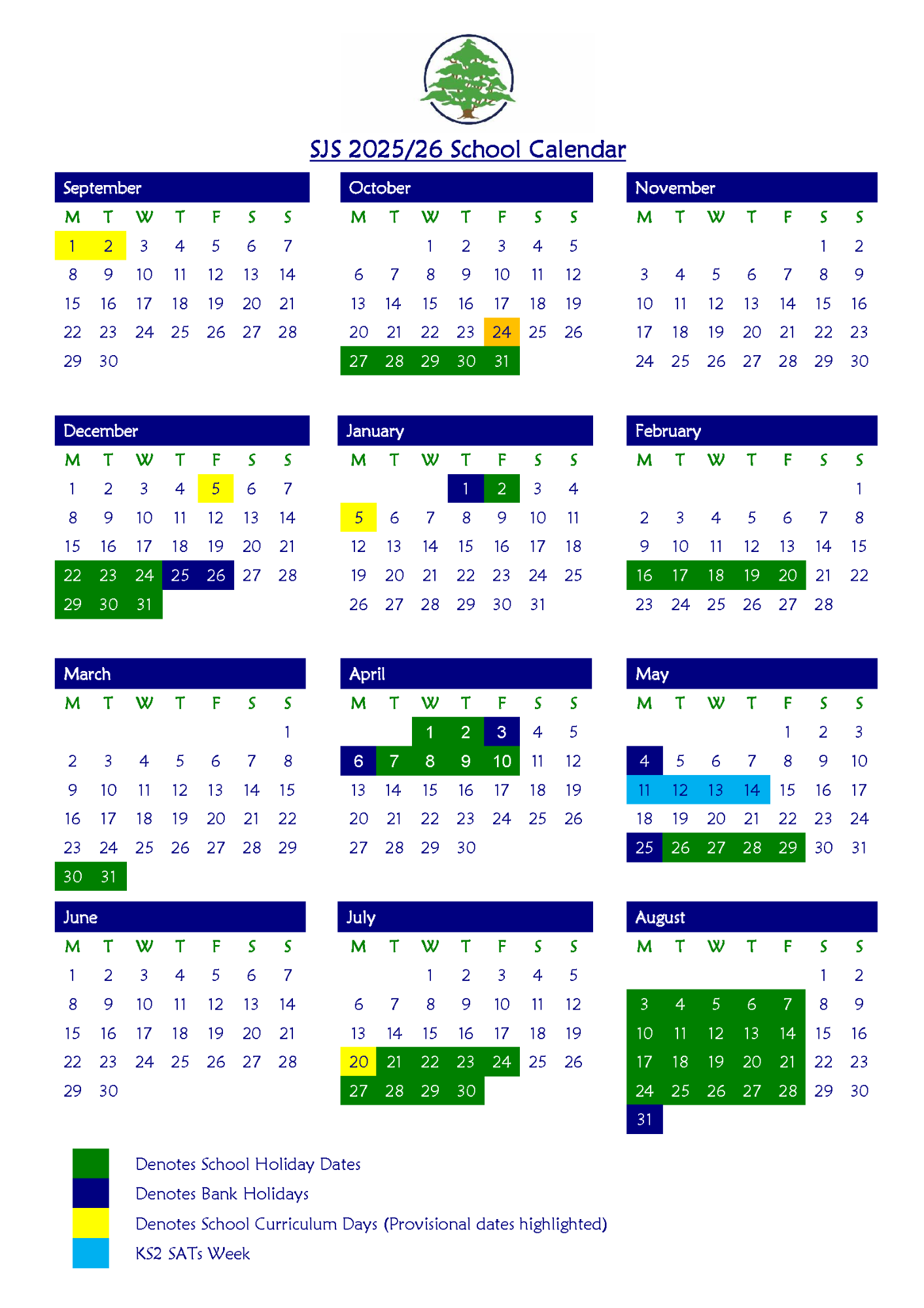 Term dates 2025-26 plus link to downloadable pdf